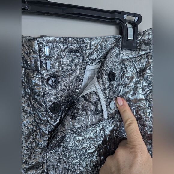 Zadig & Voltaire Vistar Jac Metallic Suit – Silver Foil Blazer + Pants Sz 34/2US - Picture 13 of 16